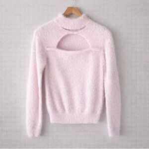 Greylin Lian Fuzzy Pink Cutout Sweater/Soft Cozy Knit